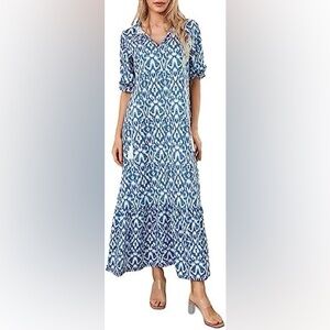 Amazon- Blue and White V-Neck Sundress Size L